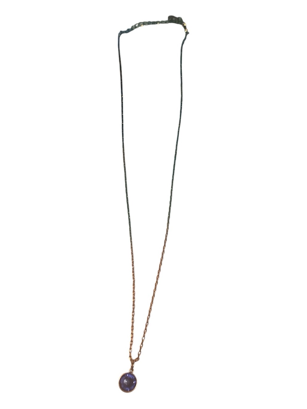 Delicate Gold Chain Necklace with Blue Pendant